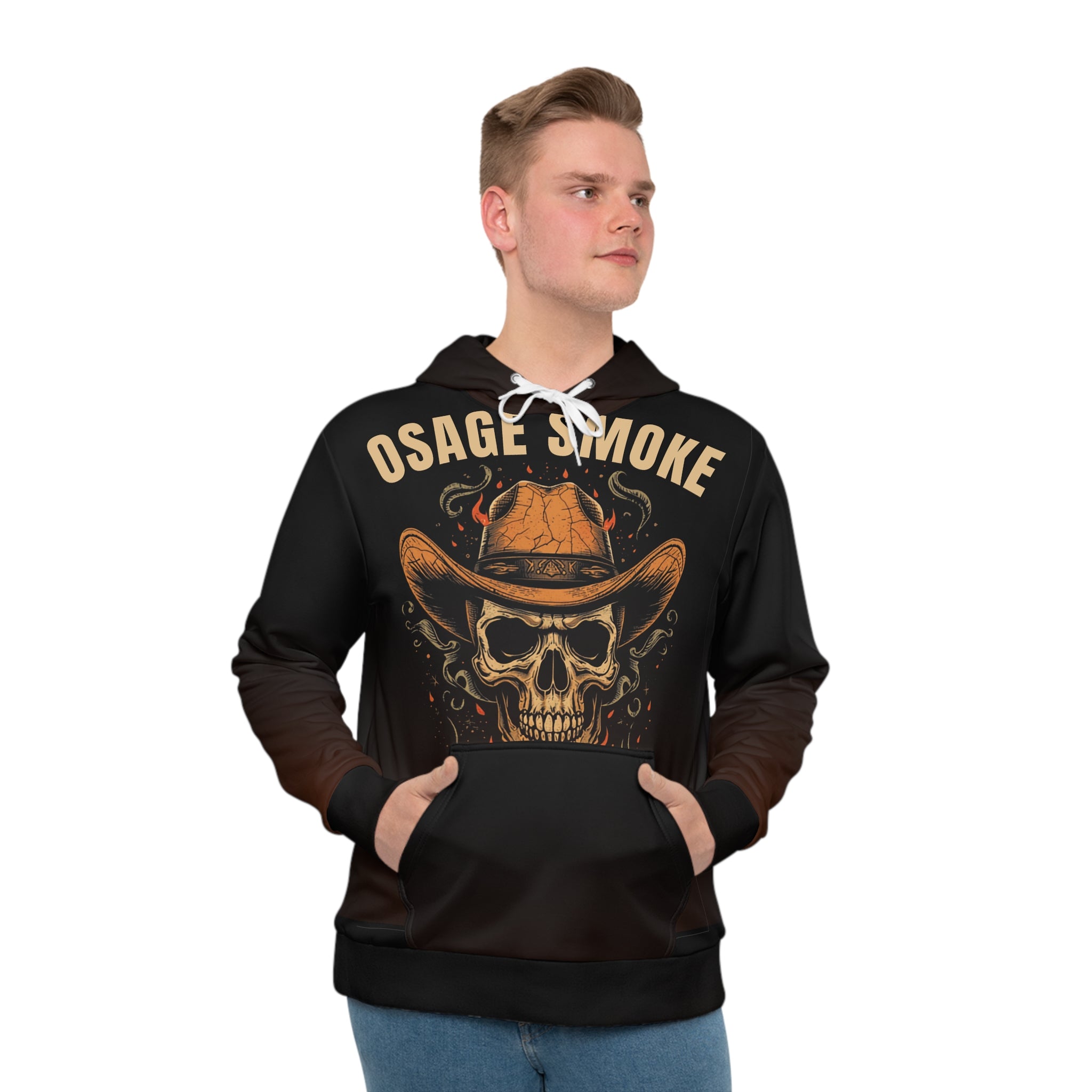 Osage Smoke Skull Hoodie — Western Skull Cowboy Graphic Pullover